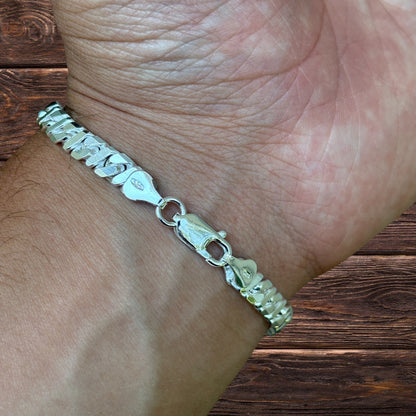 925 Sterling Silver 6mm Dollar Link Bracelet
