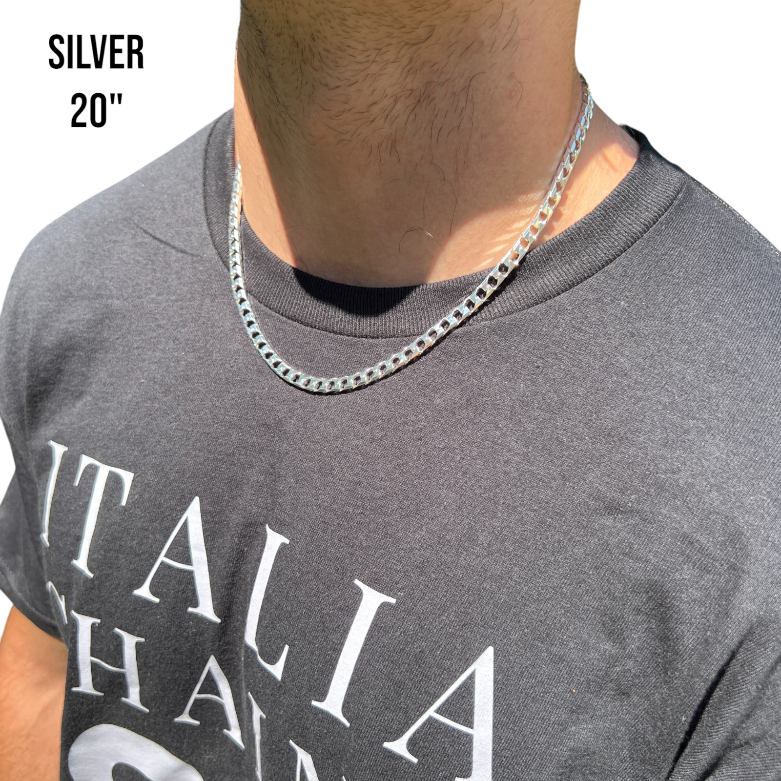 925 Sterling Silver 6mm Square Curb Chain Necklace