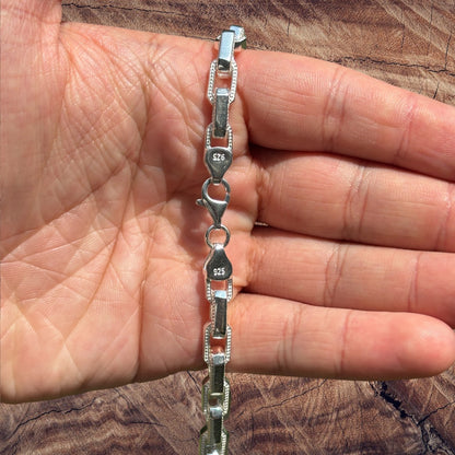 925 Sterling Silver 7mm Fancy Hermes Rolo Link Chain