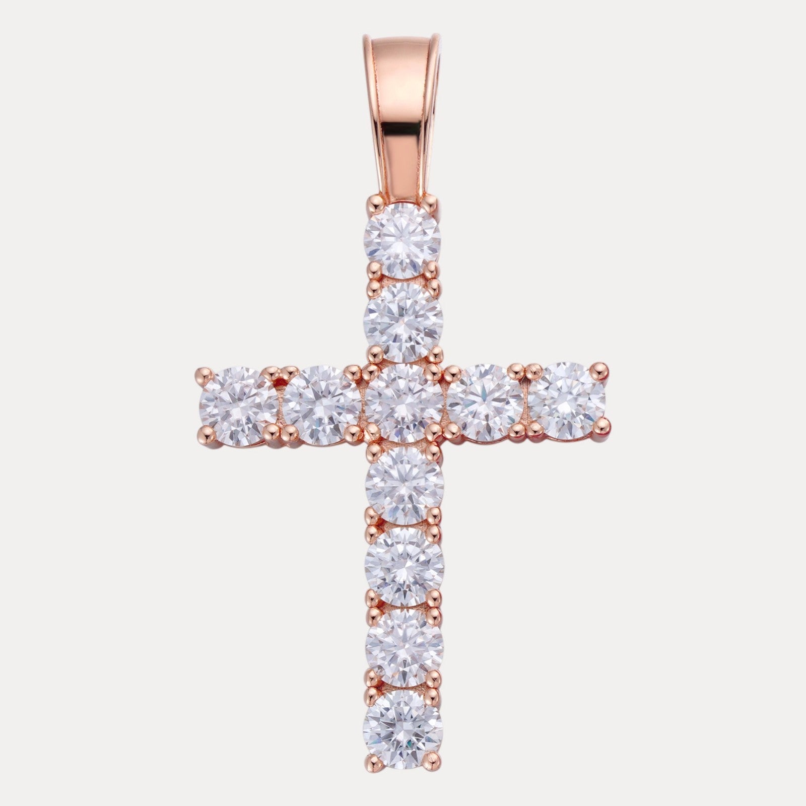 925 Sterling Silver Tennis Cross Pendant With Moissanite - X-Large