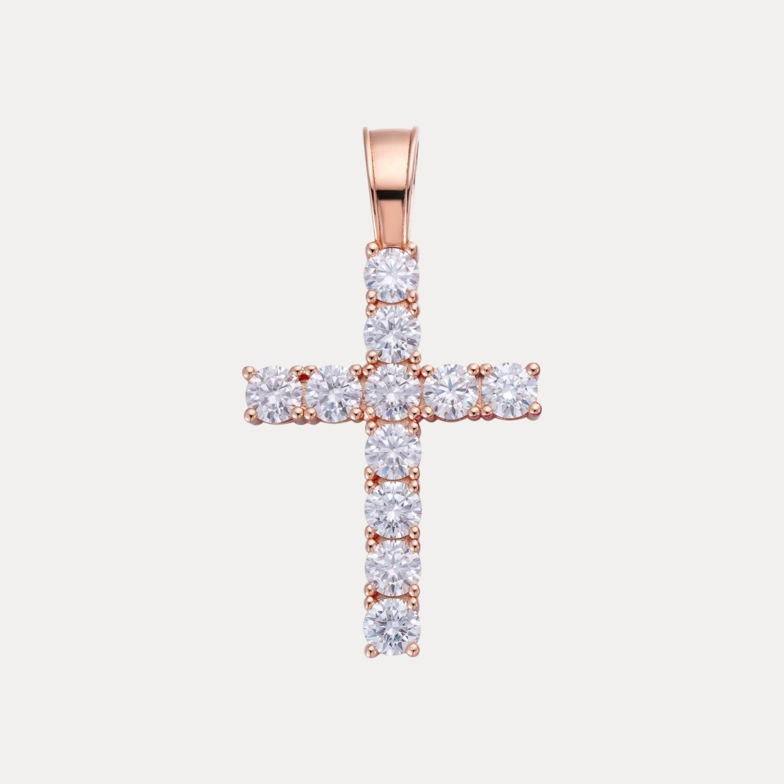 925 Sterling Silver Small Tennis Cross Pendant With Moissanite - Small