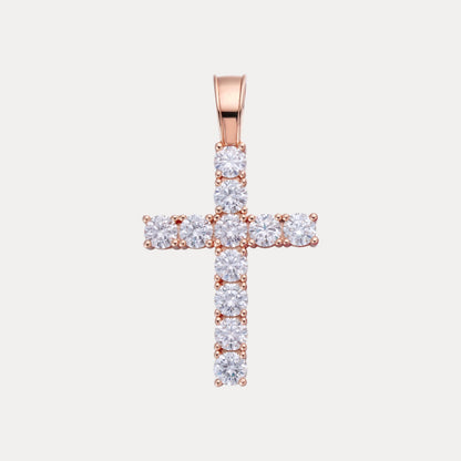 925 Sterling Silver Small Tennis Cross Pendant With Moissanite - Small