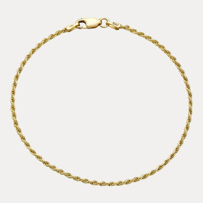 925 Sterling Silver 2mm Diamond Cut Rope Bracelet