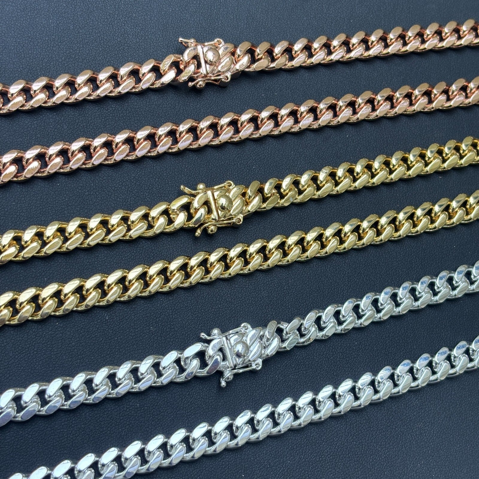 925 Sterling Silver 8mm Miami Cuban W. Box Clasp Chain Necklace