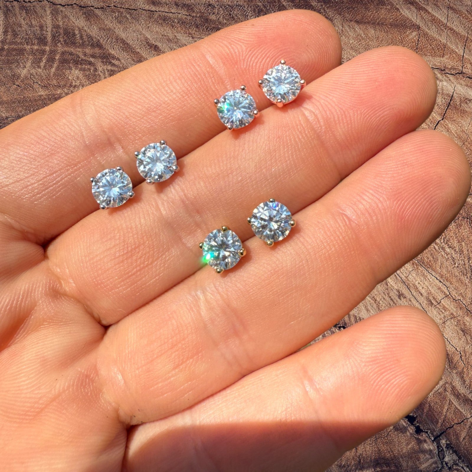 925 Sterling Silver 6.5mm Moissanite Earrings 2ct TW Studs