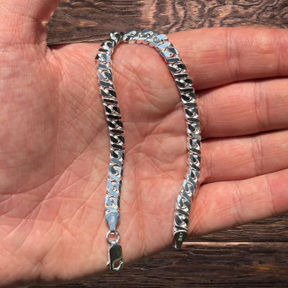 925 Sterling Silver 6mm Dollar Link Bracelet