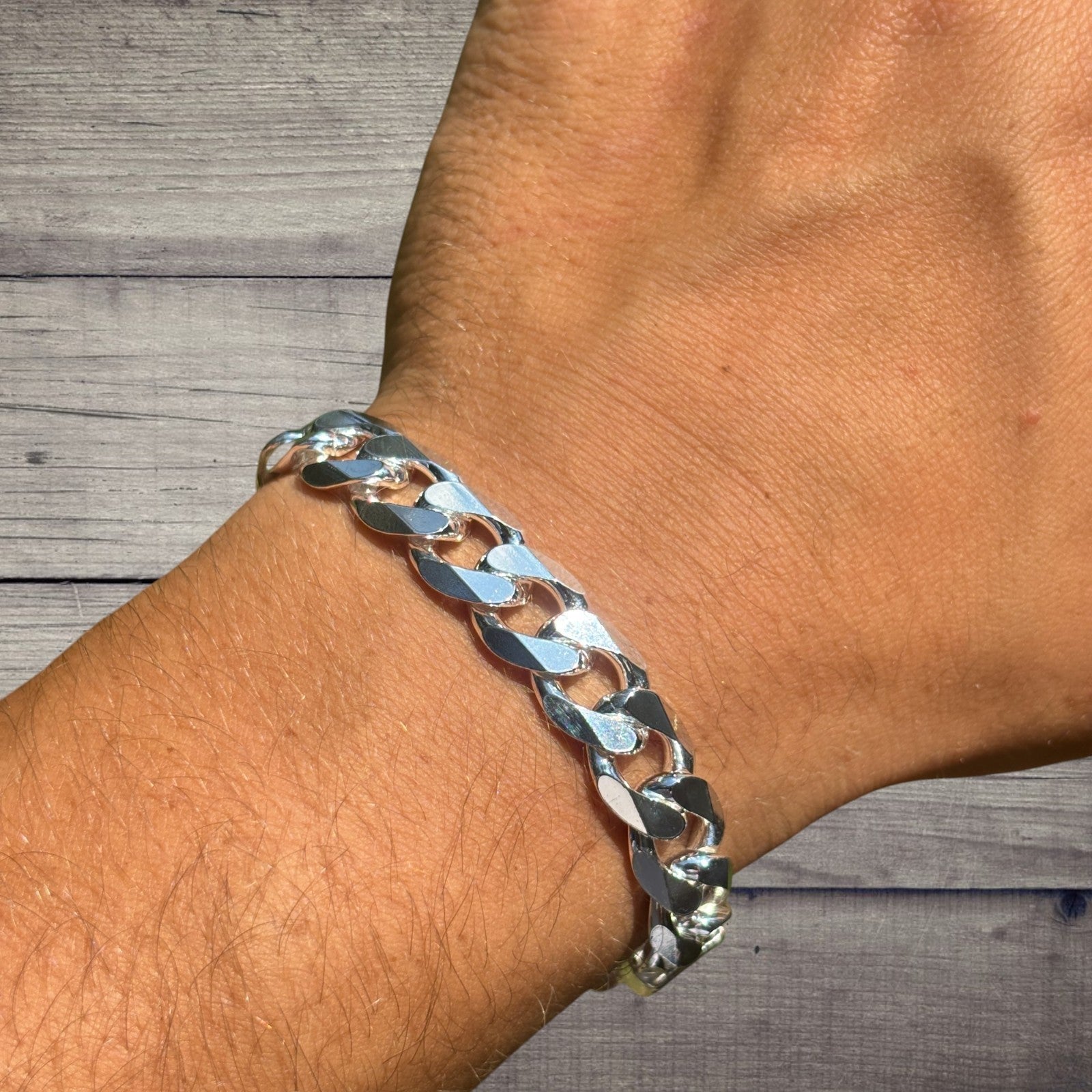 925 Sterling Silver 12mm Curb Bracelet