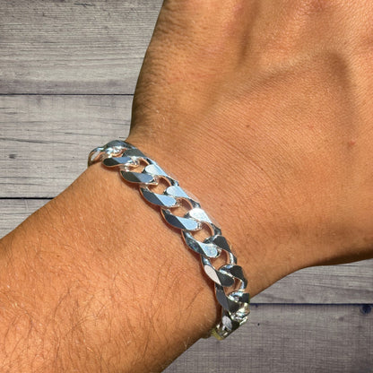 925 Sterling Silver 12mm Curb Bracelet
