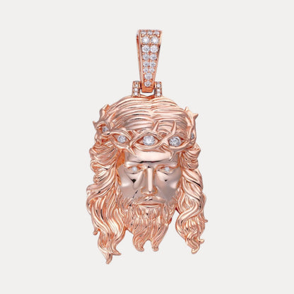 925 Sterling Silver Jesus Pendant With Moissanite - Medium