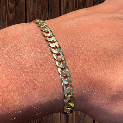 925 Sterling Silver 6mm Flat Curb Bracelet