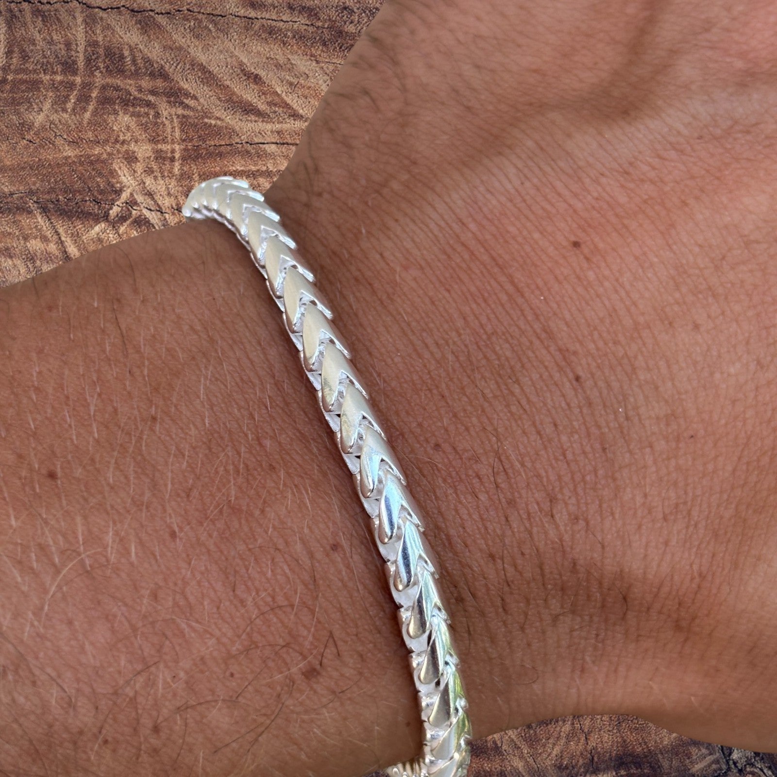 925 Sterling Silver 5mm Rounded Franco Bracelet W. Box Clasp