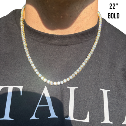 925 Sterling Silver 5mm Tennis Chain Necklace - CZ Or Moissanite