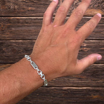 925 Sterling Silver 7.5mm Custom Ferragamo Link Bracelet