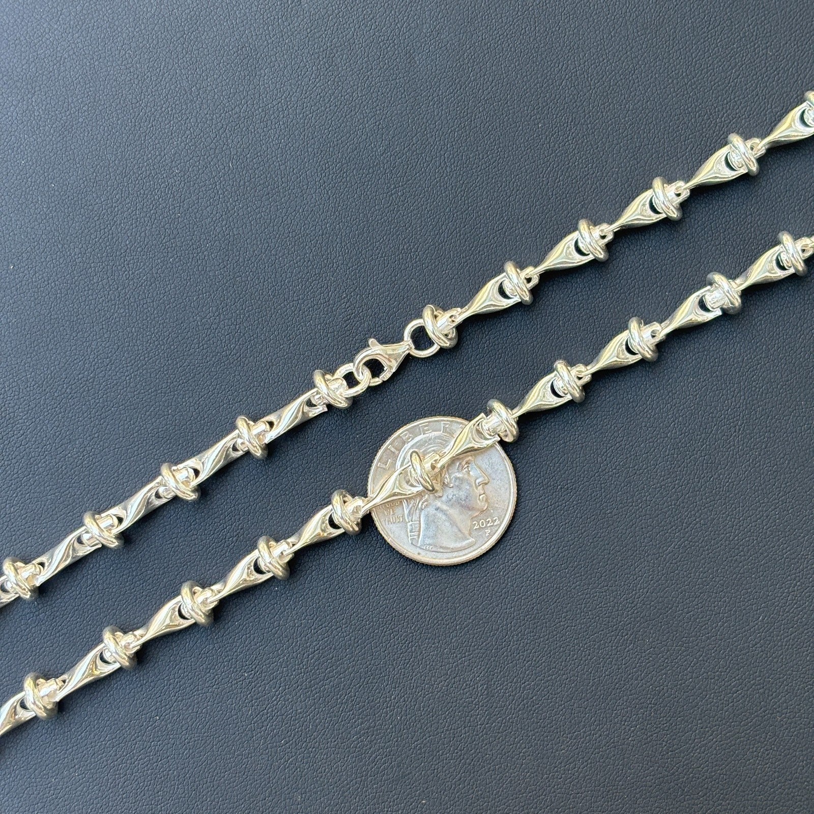 925 Sterling Silver 8mm Barbed Wire Chain Necklace