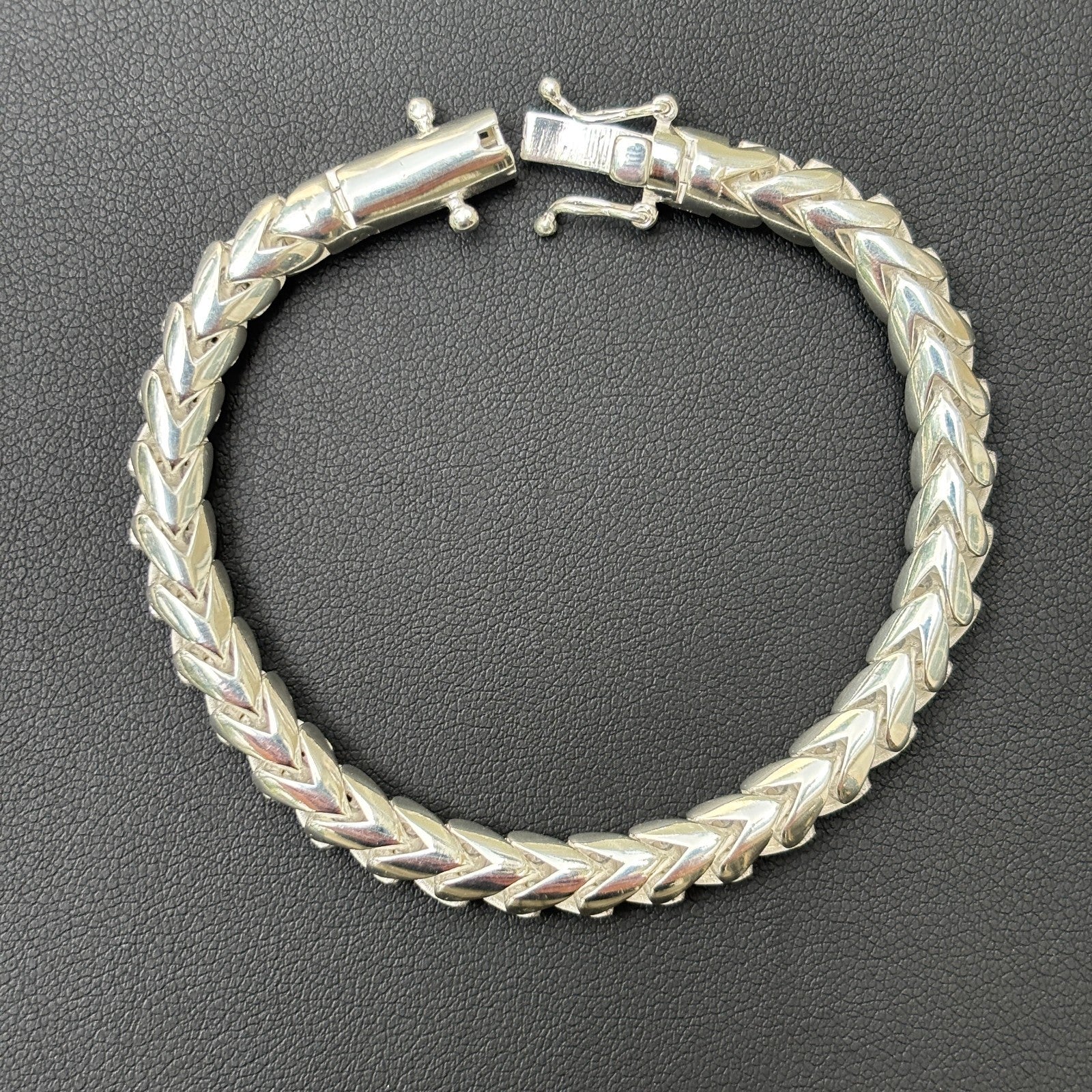 925 Sterling Silver 6mm Rounded Franco Bracelet W. Box Clasp