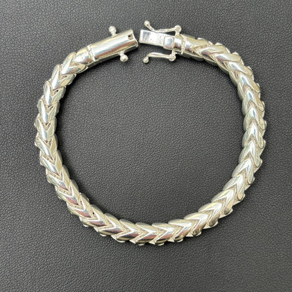 925 Sterling Silver 6mm Rounded Franco Bracelet W. Box Clasp