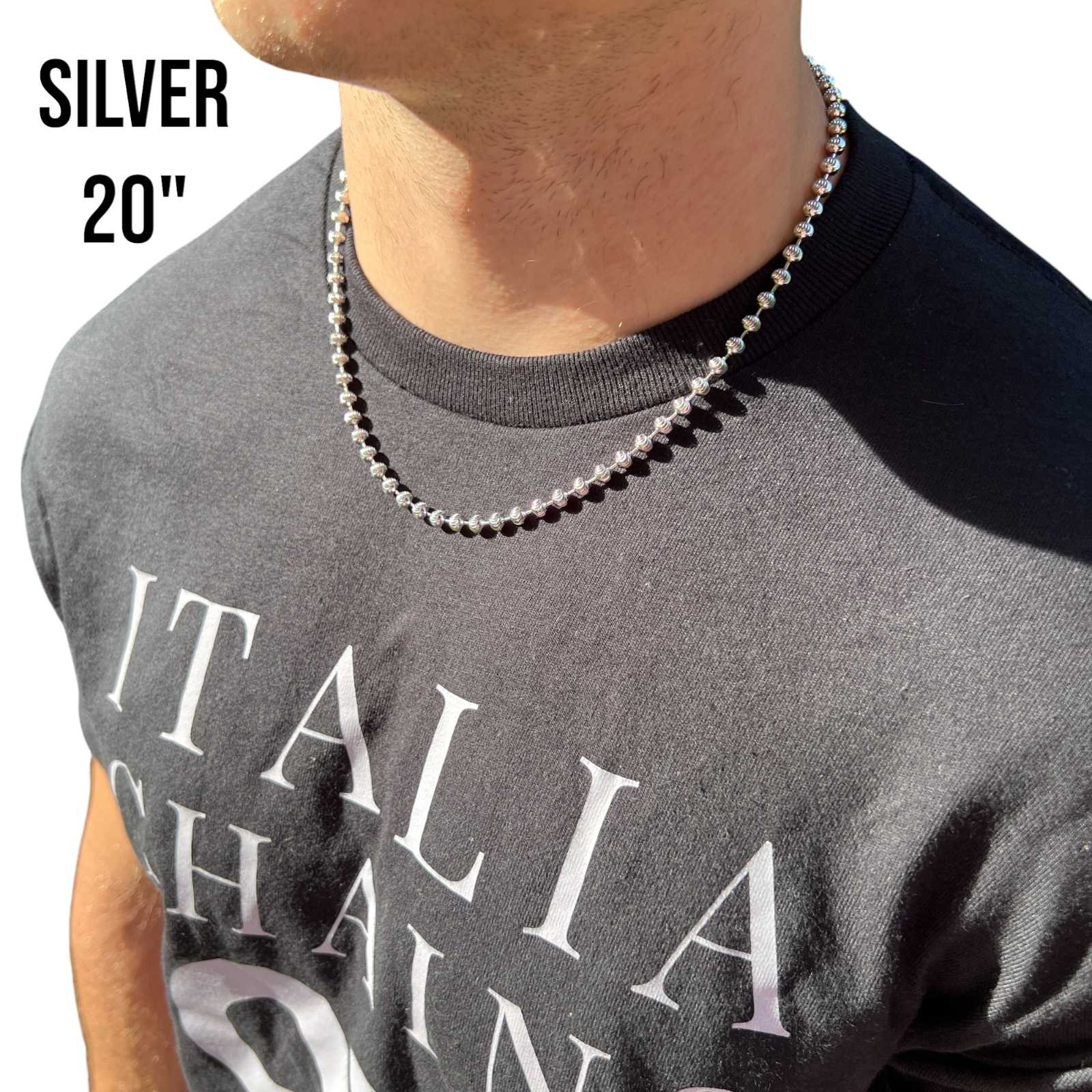 925 Sterling Silver 5mm Bead Chain Necklace