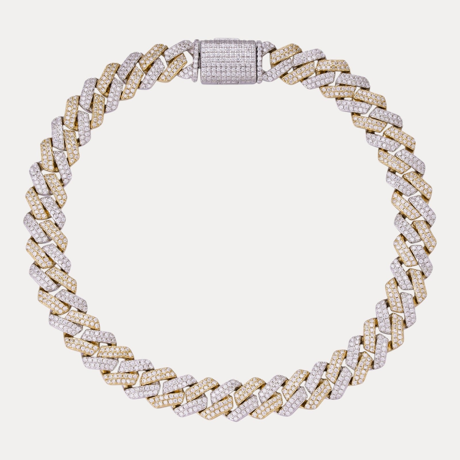 925 Sterling Silver 8mm Moissanite Cuban Prong Bracelet