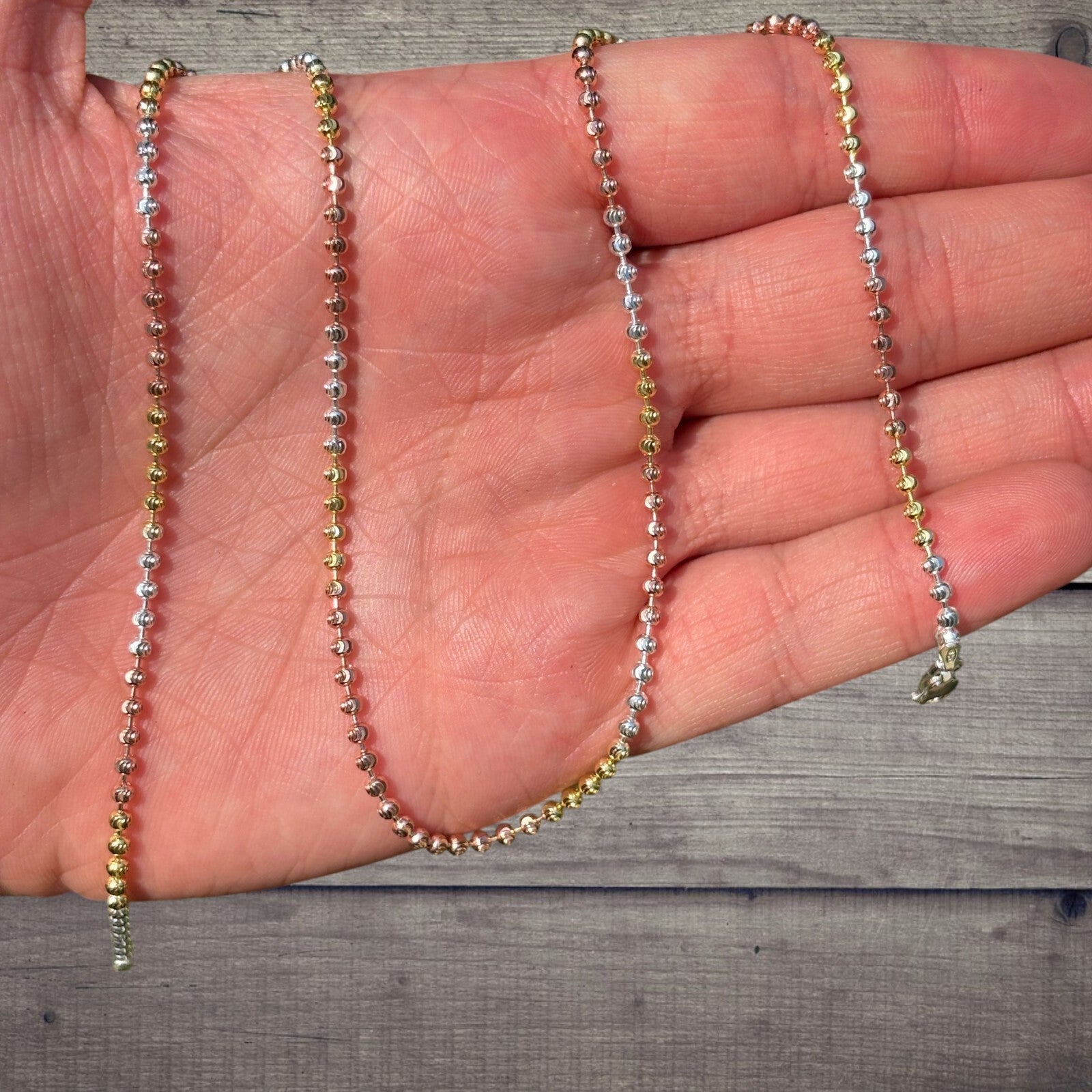 925 Sterling Silver 2.5mm Bead Chain Necklace