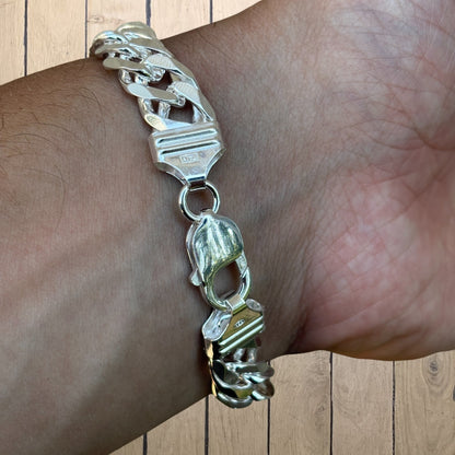 925 Sterling Silver 12mm Double Curb Bracelet