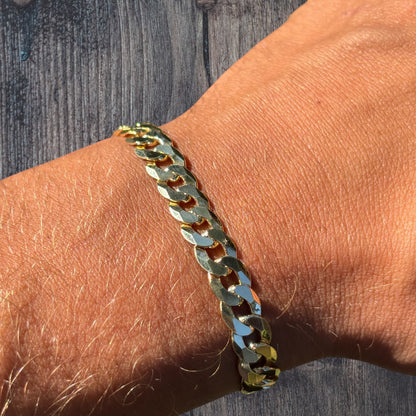 925 Sterling Silver 8mm Flat Curb Bracelet