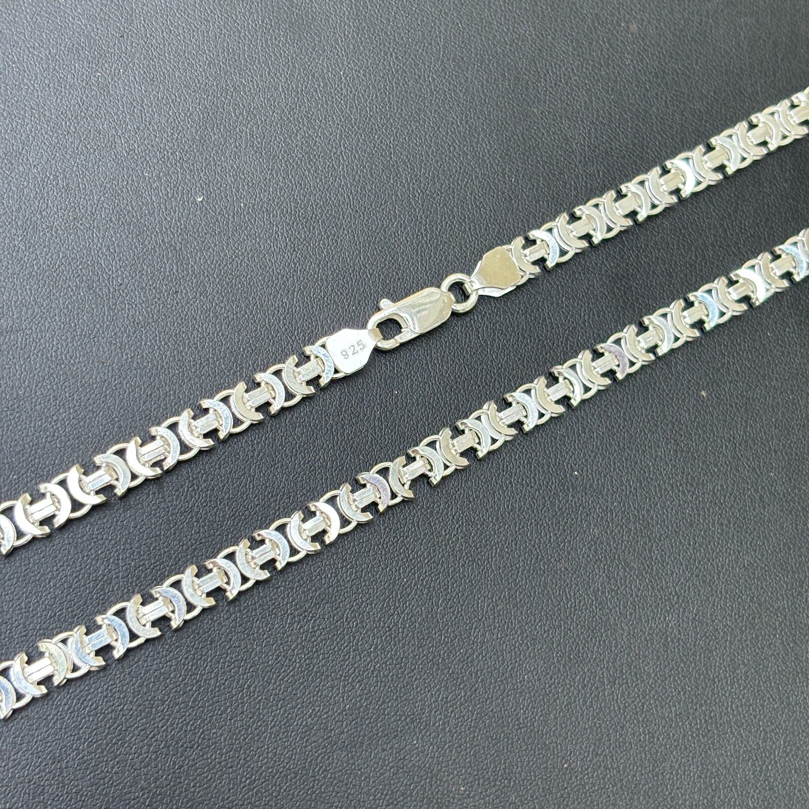 925 Sterling Silver 6mm Flat Byzantine Chain Necklace