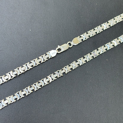 925 Sterling Silver 6mm Flat Byzantine Chain Necklace