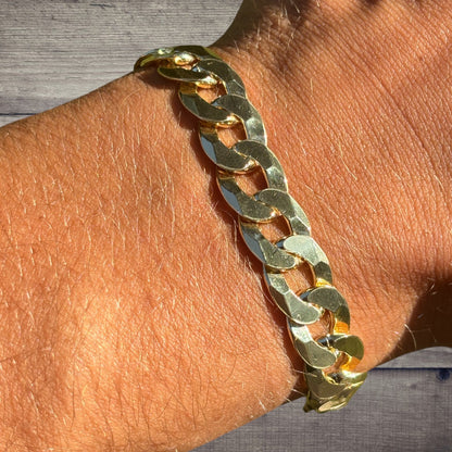 925 Sterling Silver 10.5mm Flat Curb Bracelet