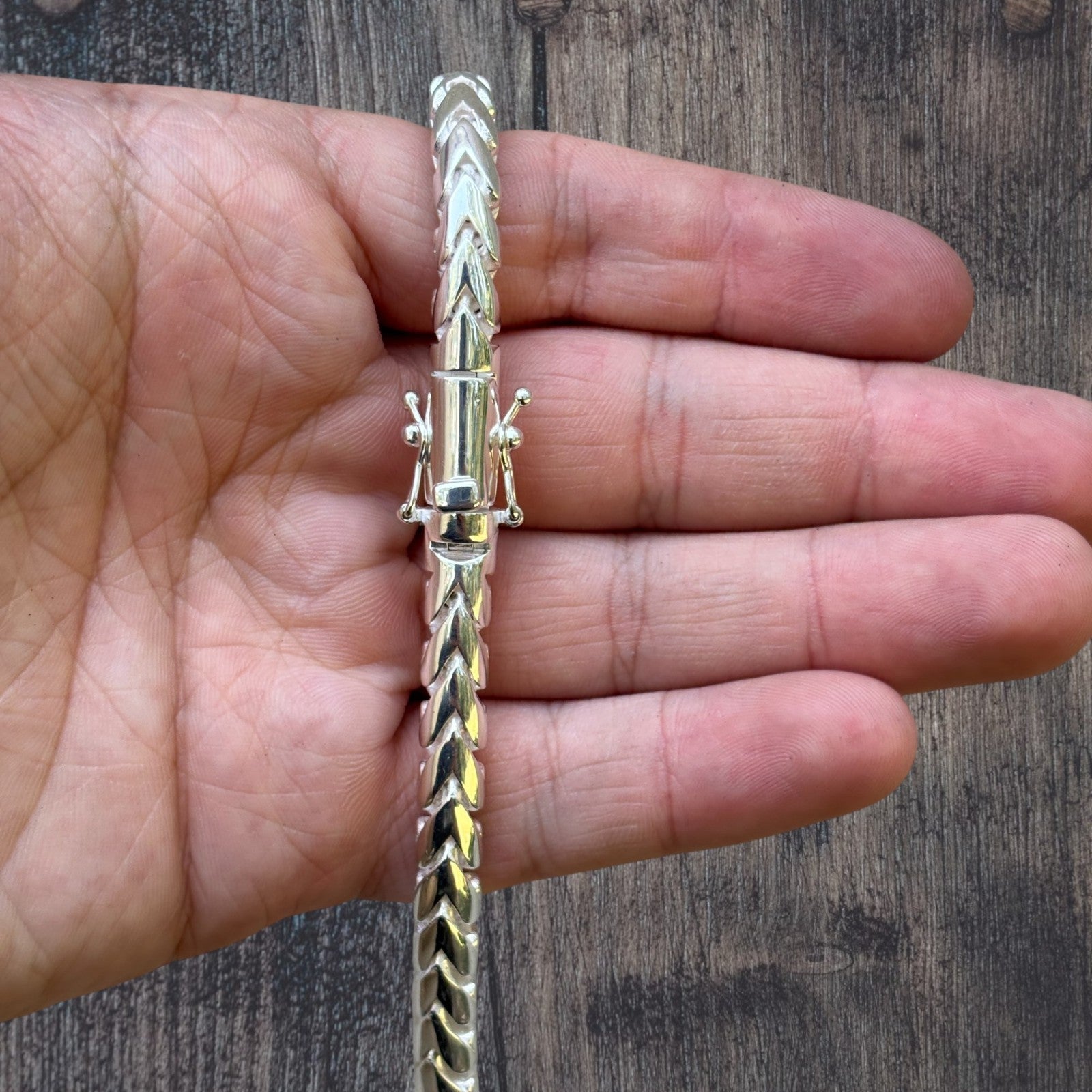 925 Sterling Silver 7mm Rounded Franco Chain W. Box Clasp Necklace