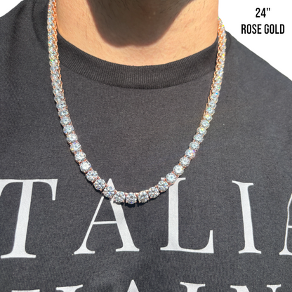 925 Sterling Silver 7mm Tennis Chain Necklace - CZ Or Moissanite