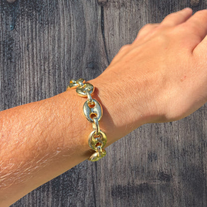 925 Sterling Silver 12mm Puffed Gucci Bracelet