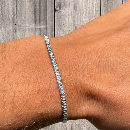 925 Sterling Silver 2.5mm Dollar Link Bracelet