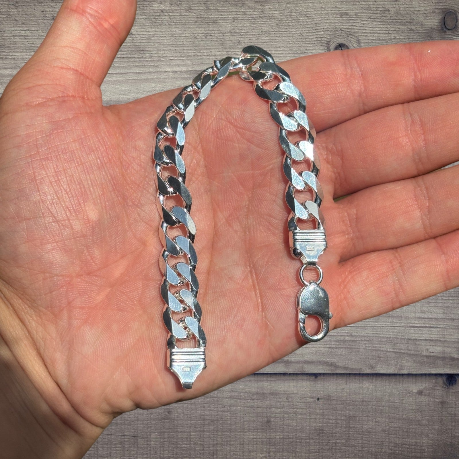 925 Sterling Silver 12mm Curb Bracelet
