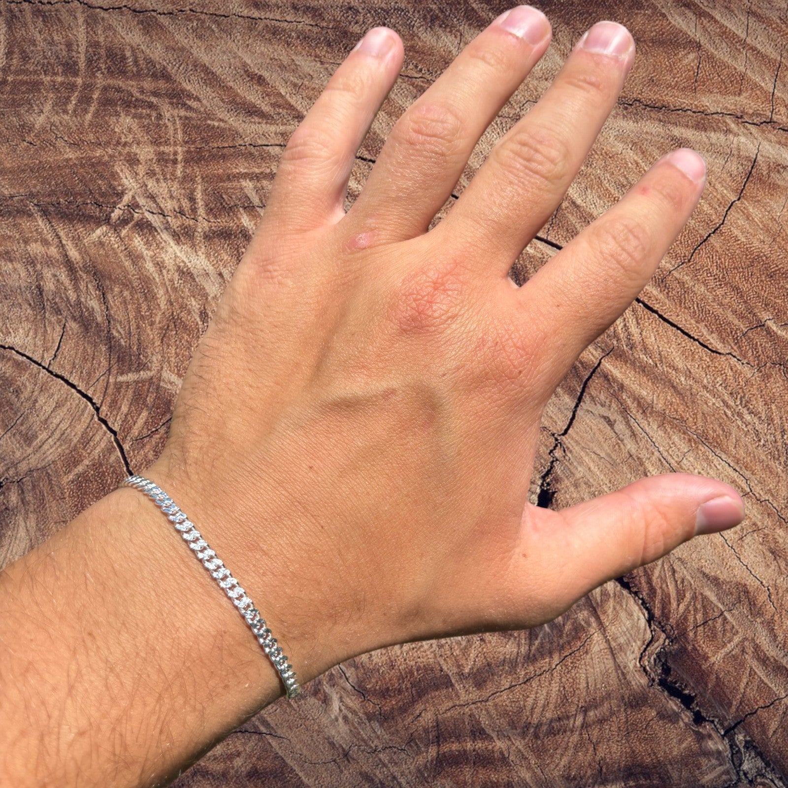 925 Sterling Silver 3mm Diamond Cut Miami Cuban Bracelet