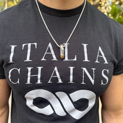 925 Sterling Silver Bullet W. Skull Pendant