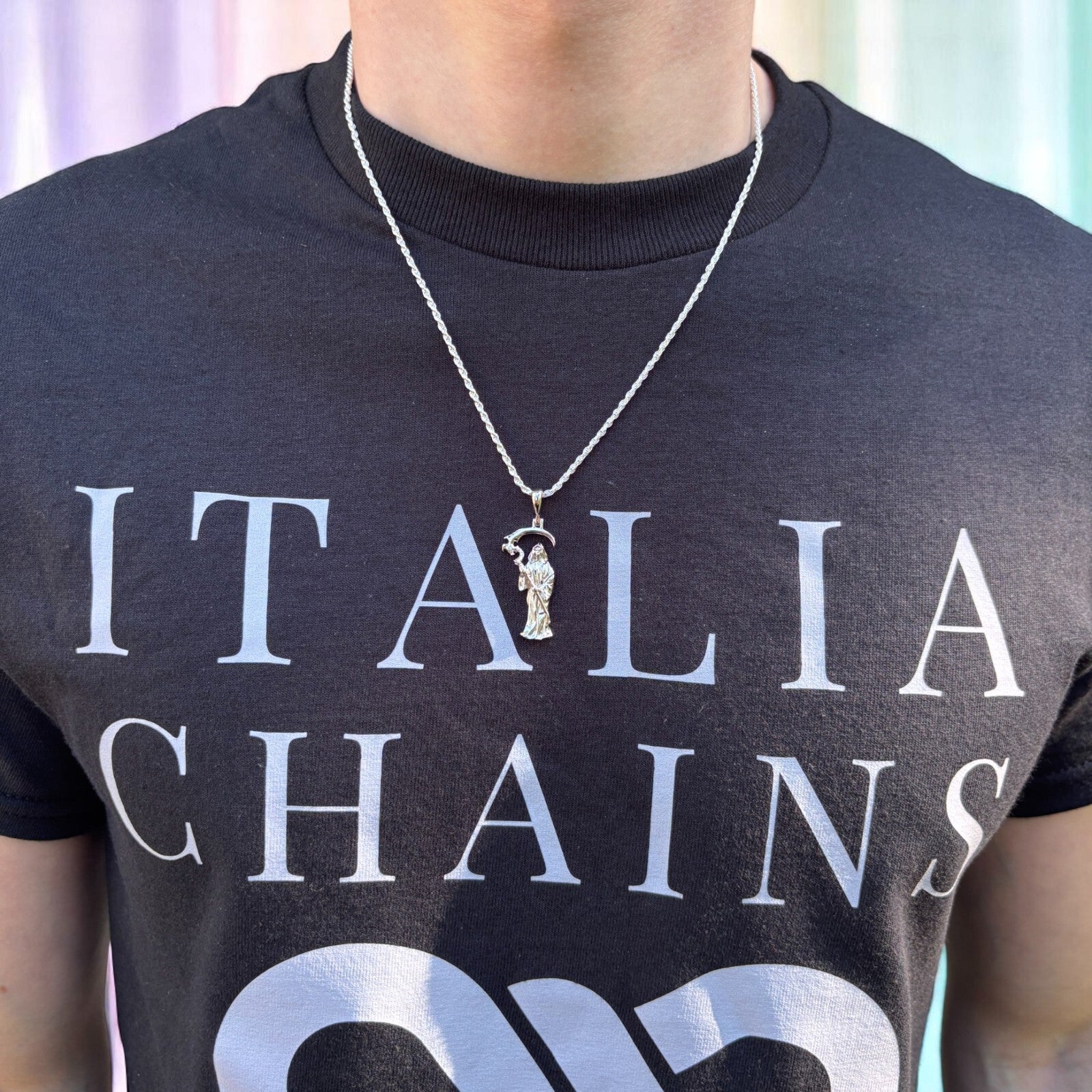 925 Sterling Silver Santa Muerte Grim Reaper Pendant