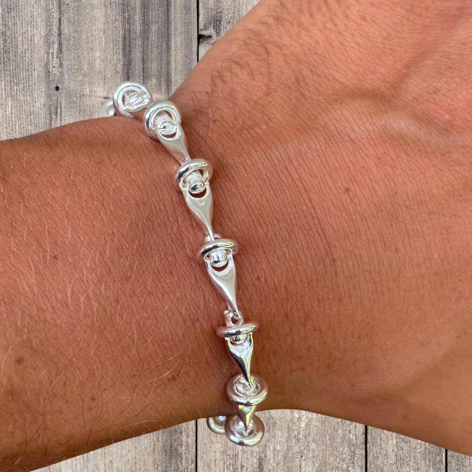 925 Sterling Silver 8mm Barbed Wire Jailhouse Link Bracelet