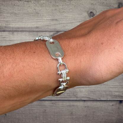 925 Sterling Silver 10mm Custom Ferragamo Link Bracelet