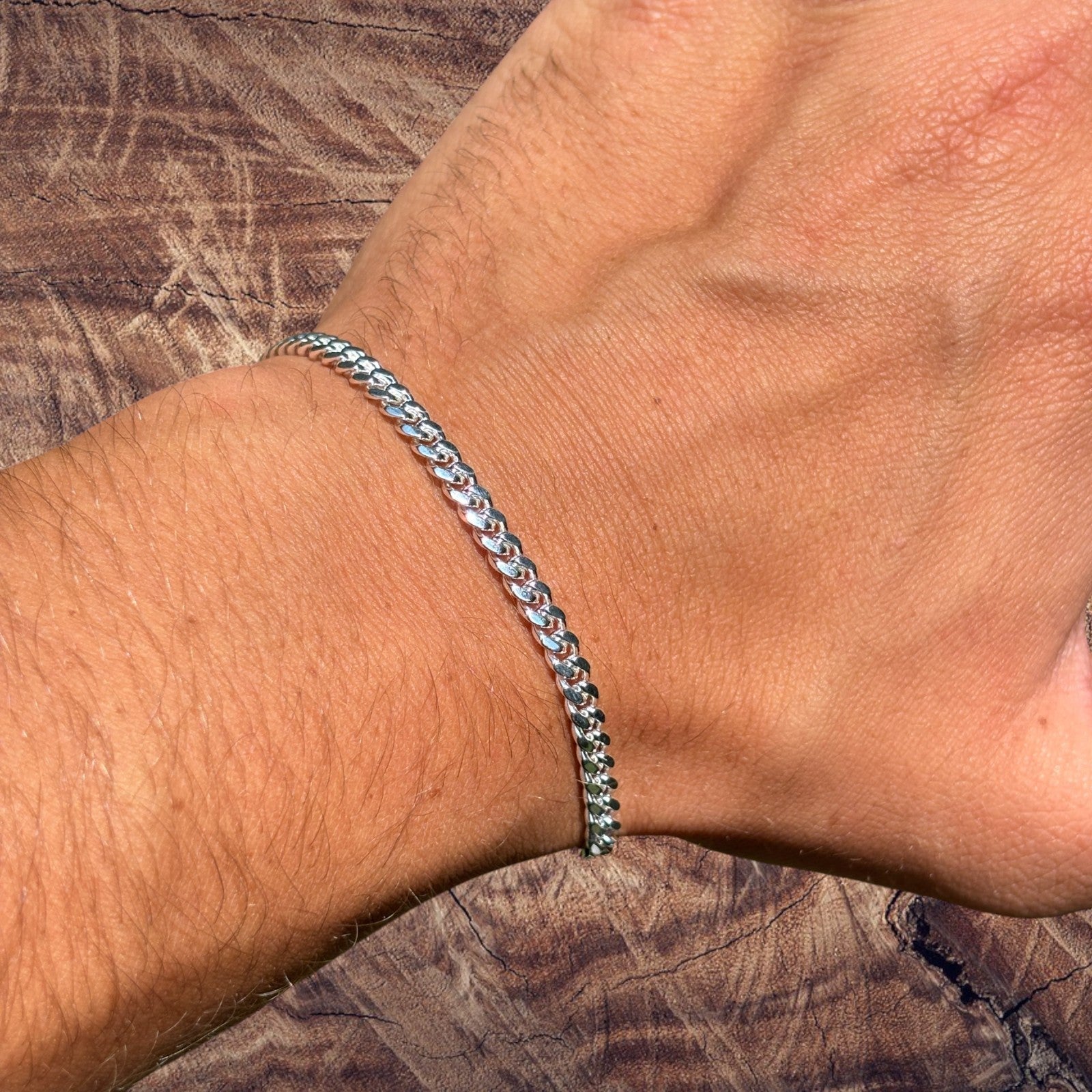 925 Sterling Silver 4mm Miami Cuban W. Box Clasp Bracelet