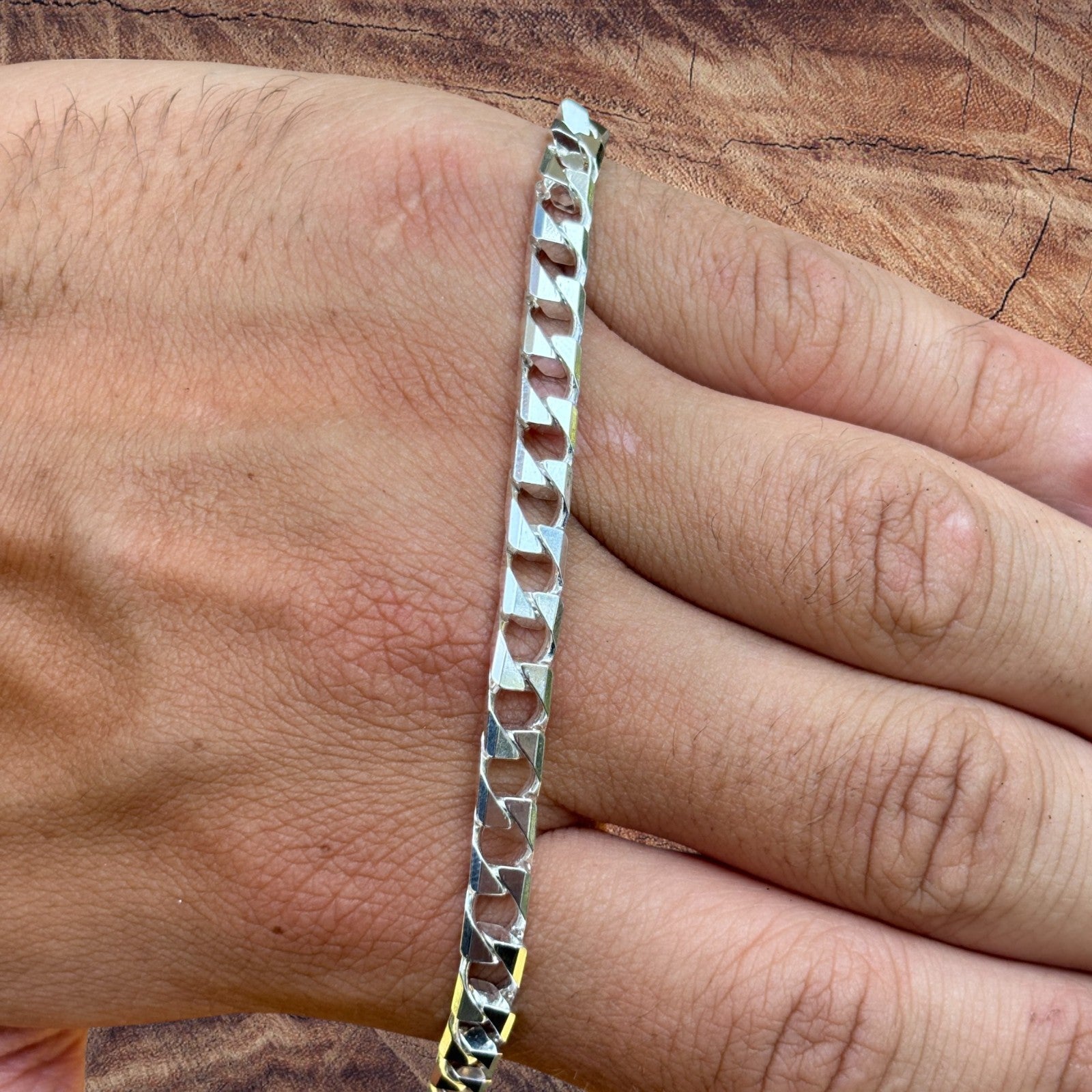 925 Sterling Silver 6mm Square Curb Chain Necklace