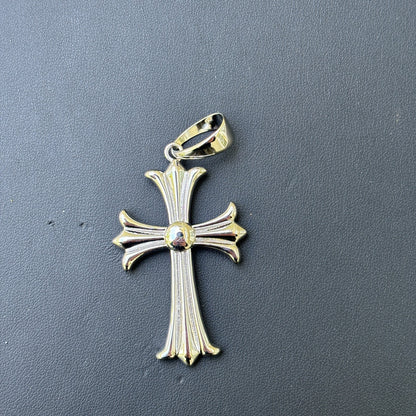 925 Sterling Silver Cross Hearts Pendant - Large