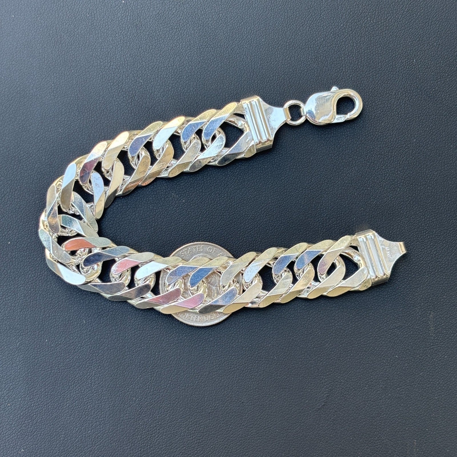 925 Sterling Silver 16mm Double Curb Bracelet