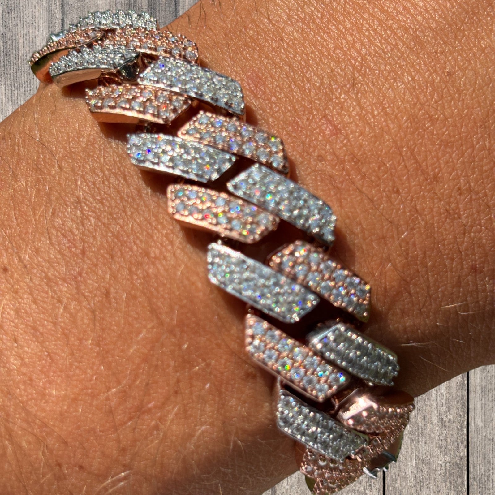 925 Sterling Silver 16mm Moissanite Cuban Prong Bracelet