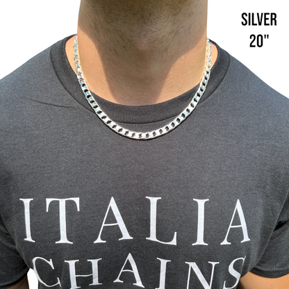 925 Sterling Silver 8mm Square Curb Chain Necklace