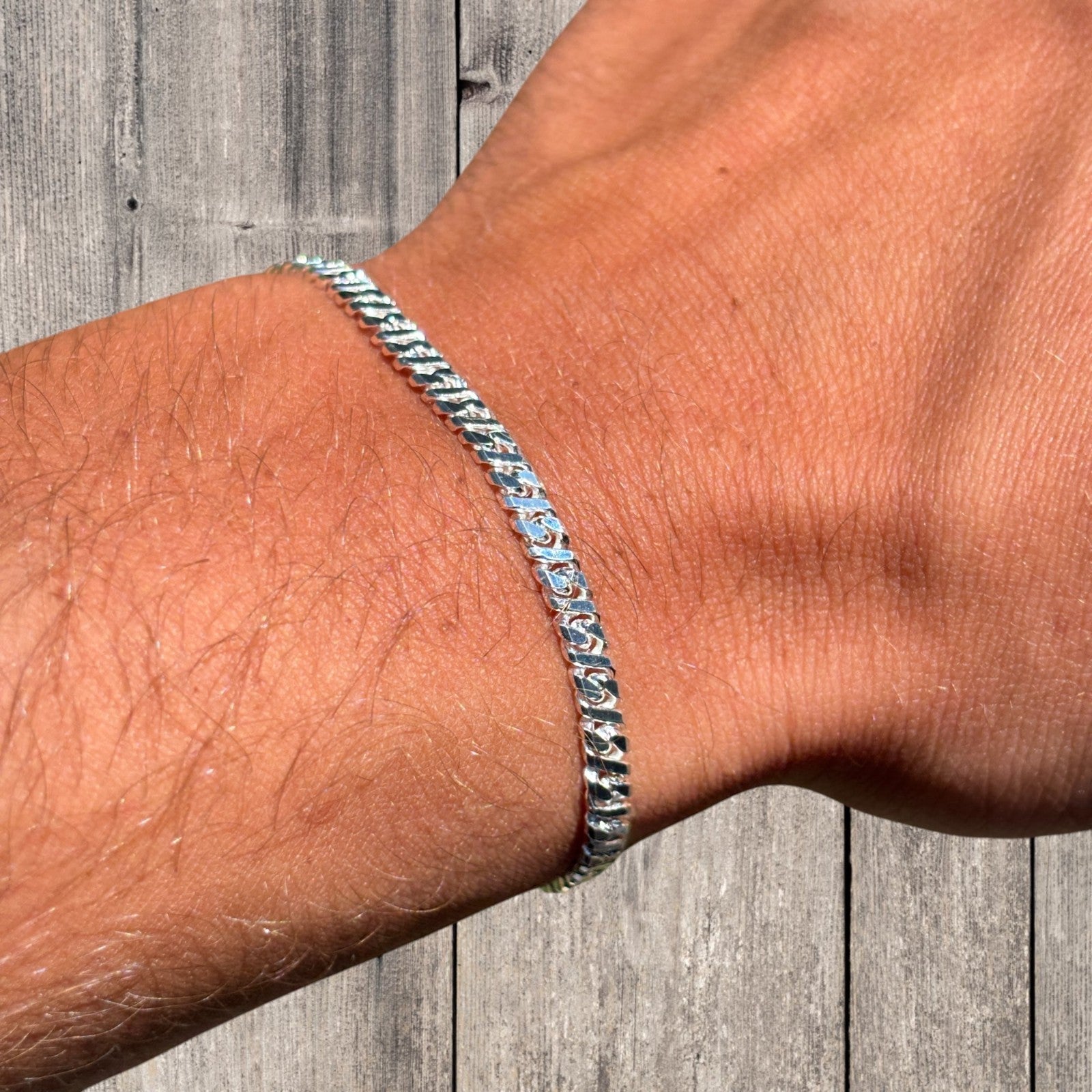 925 Sterling Silver 3.5mm Dollar Link Bracelet