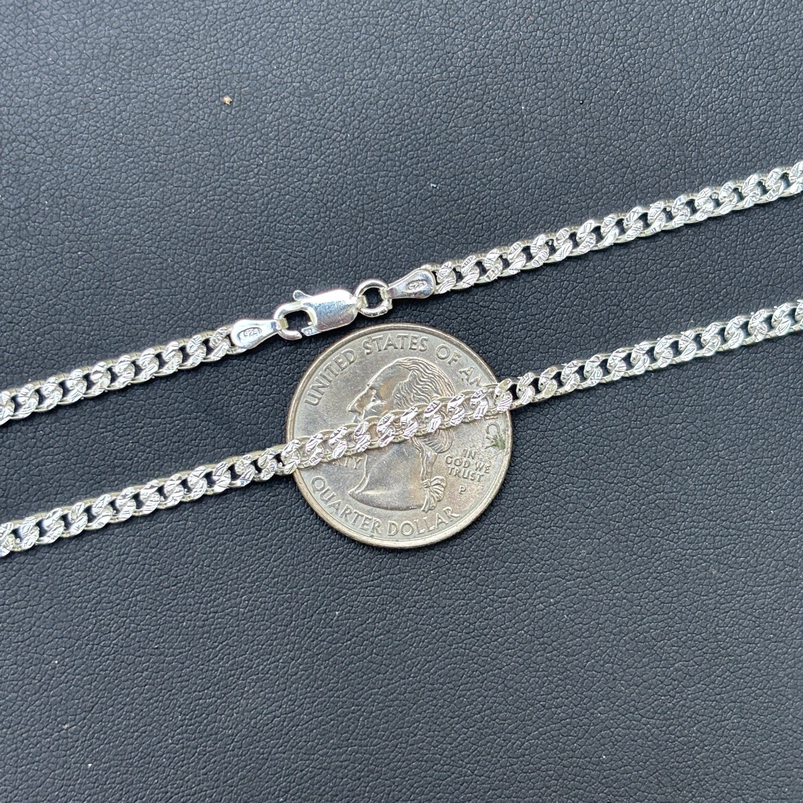 925 Sterling Silver 3mm Diamond Cut Miami Cuban Chain Necklace