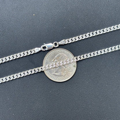 925 Sterling Silver 3mm Diamond Cut Miami Cuban Chain Necklace