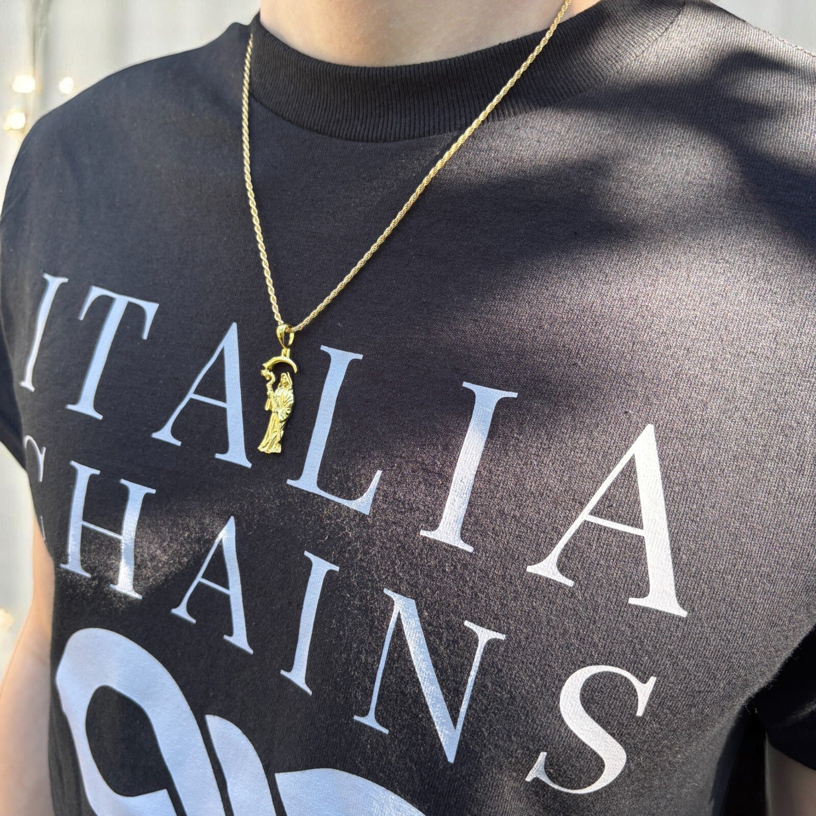 925 Sterling Silver Santa Muerte Grim Reaper Pendant