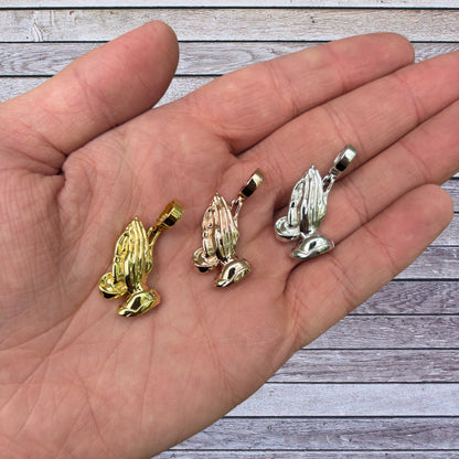 925 Sterling Silver Praying Hands Pendant - Small