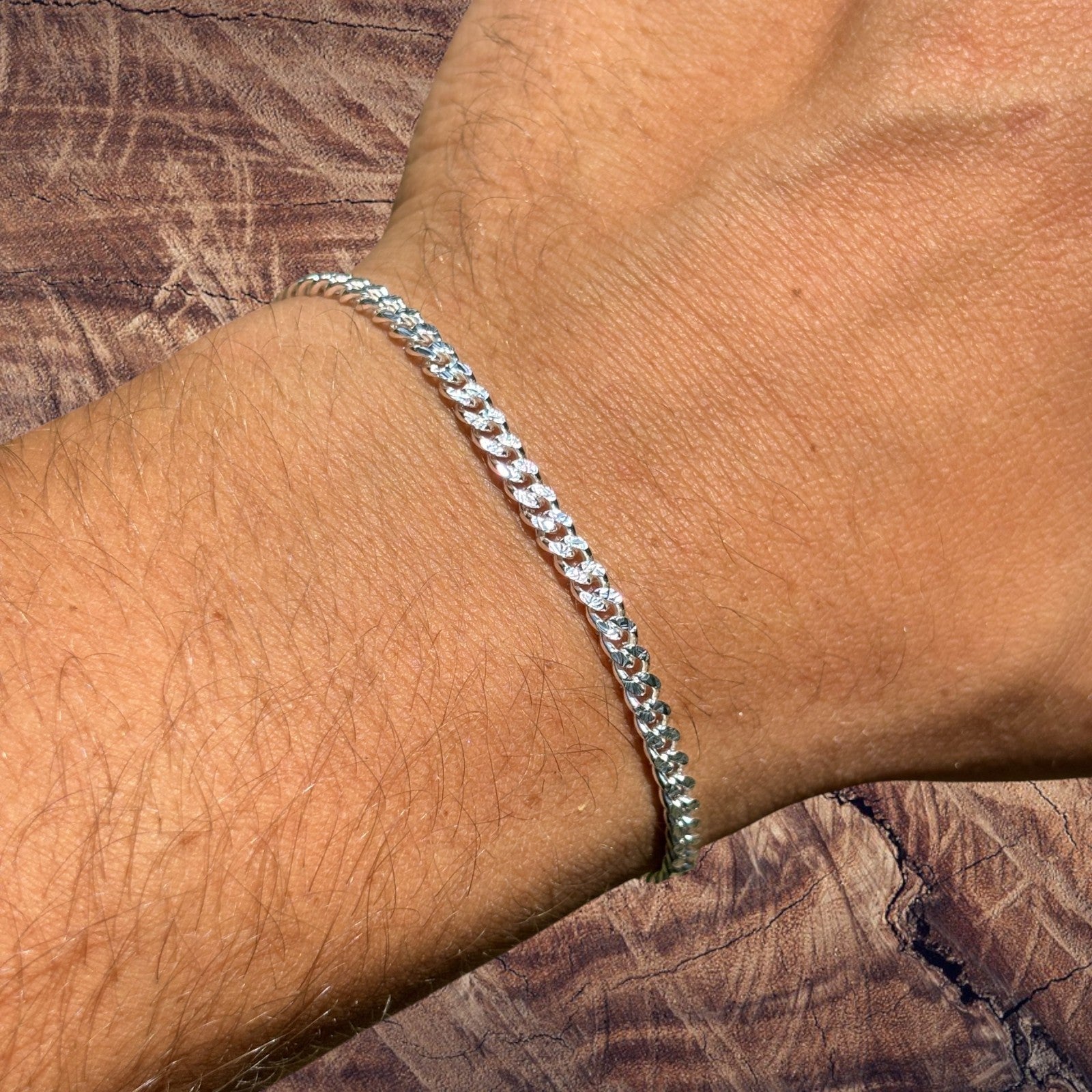 925 Sterling Silver 3mm Diamond Cut Miami Cuban Bracelet